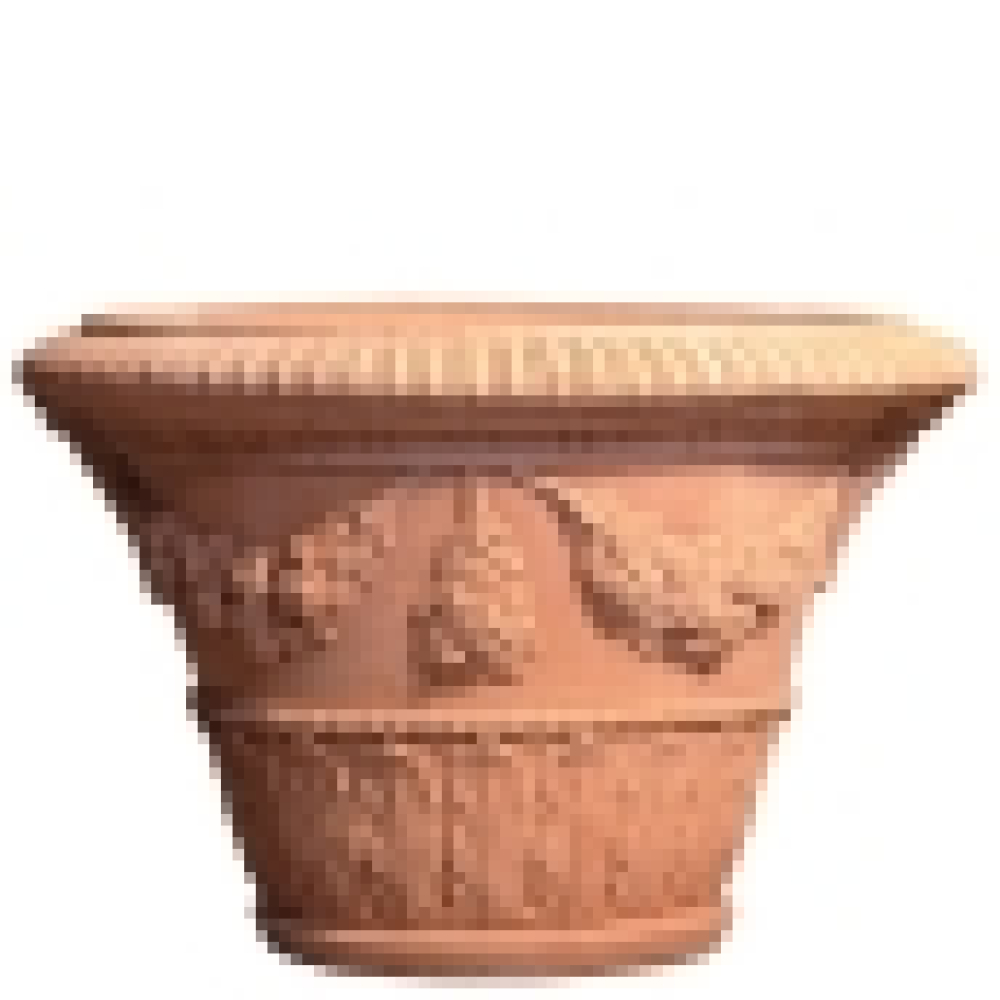 Preview: Pot en terre cuite Impruneta décoré 47 × 44 cm – jardinière artisanale résistante au gel